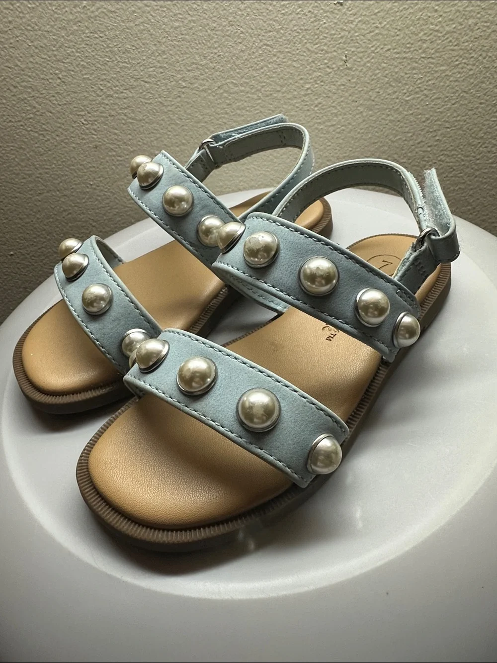 Cat & Jack Light Blue Pearl-Stud Kids Sandals